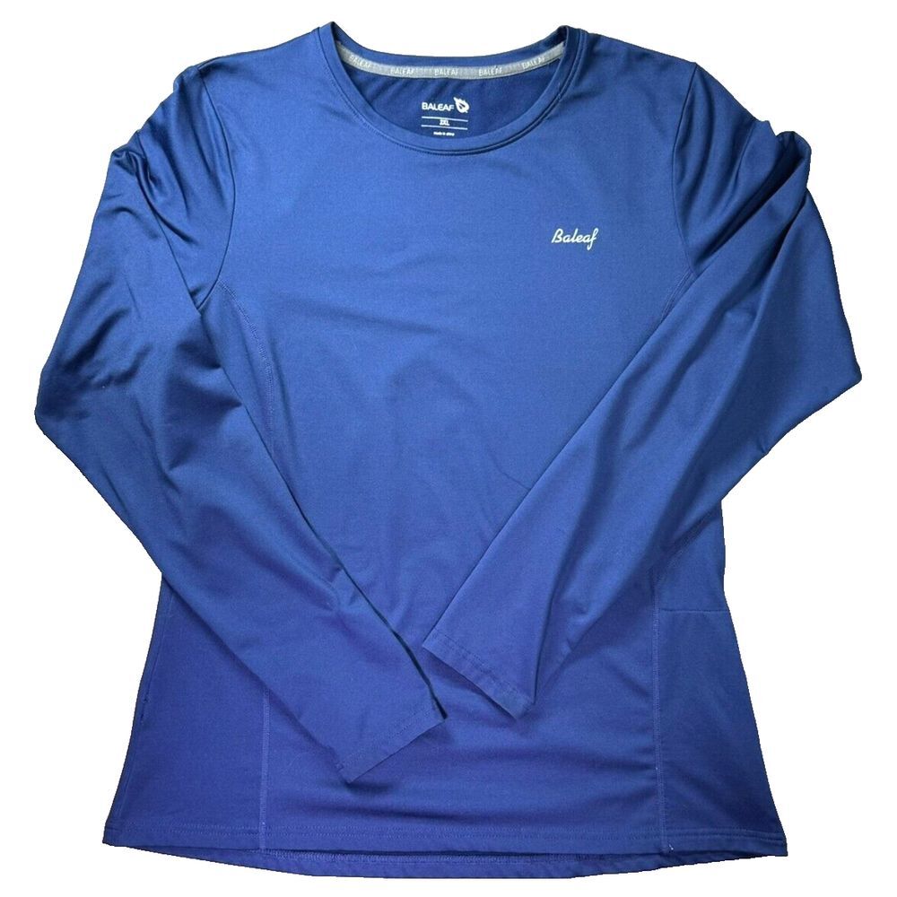 Baleaf Long Sleeve Shirt Womens 2XL XXL Running Cycling Blue Fitness Thumb Holes